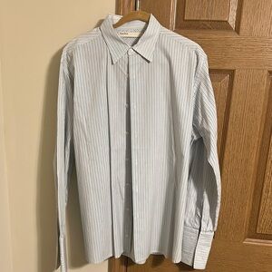 Perry Ellis Blue and White Dress Shirt with Textured Pattern